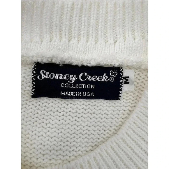 VINTAGE STONEY CREEK WHITE SHORT SLEEVE GOLD METALLIC SEA SHELLS SIZE MEDIUM USA - Picture 6 of 7